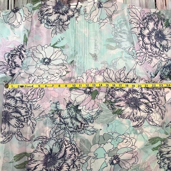 Harlow & Rose Cover Up Women XL Blue Pink Floral Maxi Sheer Coastal Open Kimono - Picture 11 of 12